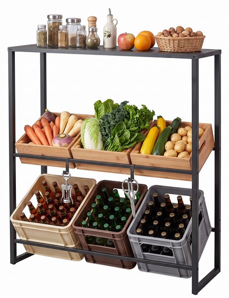 Costway Scaffale per casse d'acqua in metallo con 3 angoli regolabili, Porta casse acqua portata 170 kg per bevande/birra/latte 100 x 32 x 112 cm