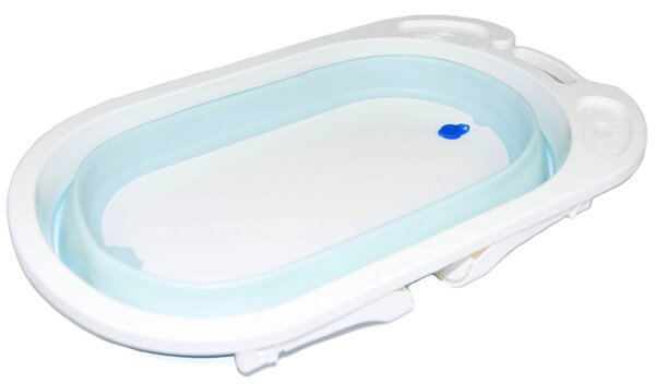 Vaschetta Bagnetto per Neonati Antiscivolo Pieghevole con Scarico Azzurra