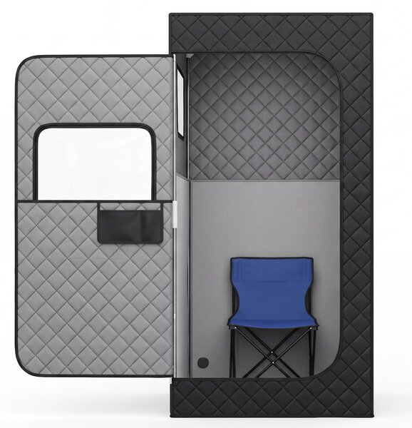 Costway Sauna a vapore portatile con sedia pieghevole con temperatura regolabile da 30 °C a 60 °C, Sauna infrarossi da casa con telecomando 90 x 90 x 180 cm