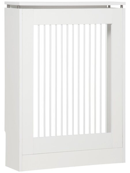 Copritermosifone a Doghe 60x18x84 cm in MDF e Acciaio Bianco