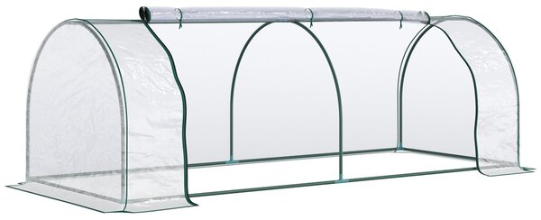 Serra da Giardino con Porte a Cerniera 250x100x80 cm in Acciaio e PVC Trasparente