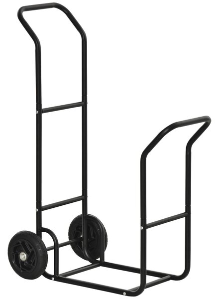 Portalegna per Camino 77x42x105 cm con Ruote in Acciaio Nero
