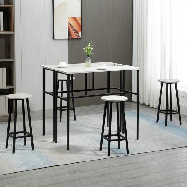 Set 2 Tavoli Alti 100x40x90 cm e 4 Sgabelli Grigio