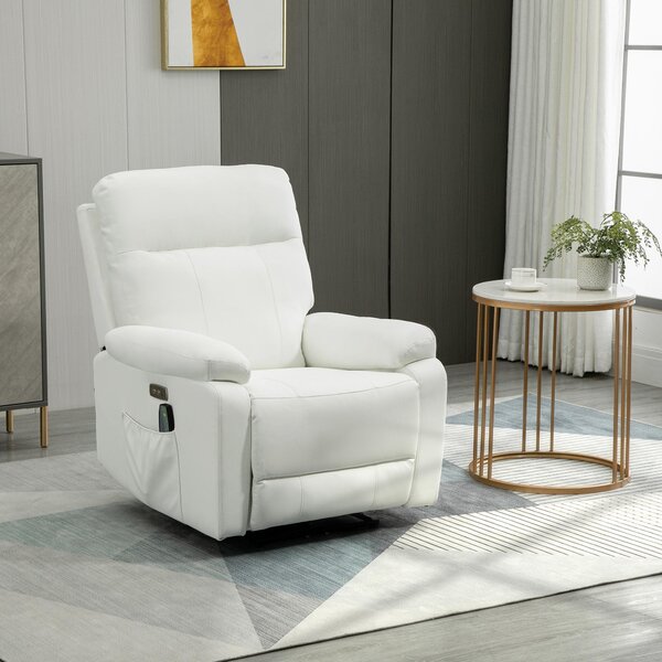 Poltrona Relax Massaggiante 93x76x98 cm con Telecomando Bianca