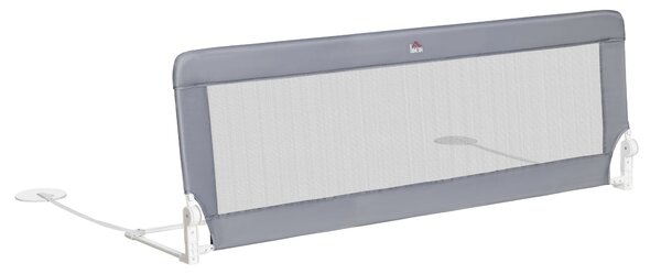 Barriera Letto Anticaduta per Bambini 150x40x60 cm in Acciaio e Tessuto Oxfod Grigio