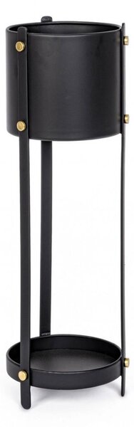 Portapiante Rotondo Ø20x66 cm in Acciaio Nero