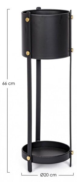 Portapiante Rotondo Ø20x66 cm in Acciaio Nero