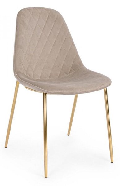 Set 4 Sedie 48x55x85 cm in Poliestere Effetto Velluto Tortora