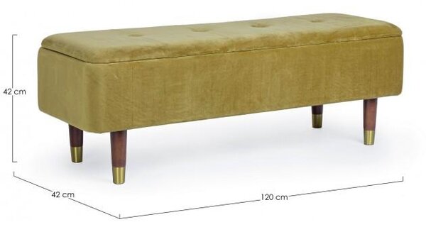 Panca Fondo Letto 2 Posti 120x42x42 cm con Vano Contenitore Kira Verde Oliva