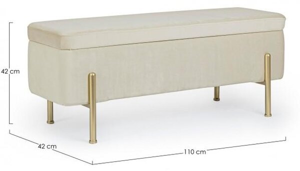 Panca Fondo Letto 2 Posti 110x42x42 cm con Vano Contenitore Irina Naturale