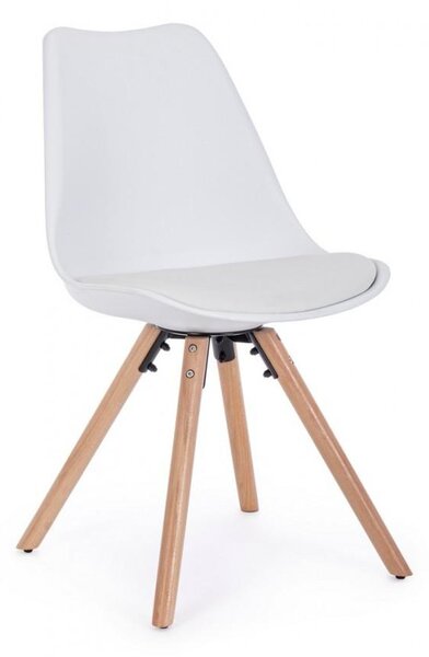 Set 4 Sedie 54x49x83,5 cm in Similpelle Bianco