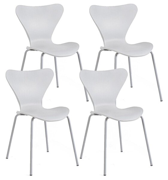 Set 4 Sedie 50x49,5x82 cm in Plastica Grigio Chiaro