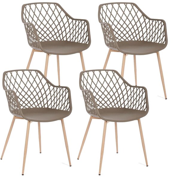 Set 4 Sedie 58x54x85,5 cm in Plastica Tortora