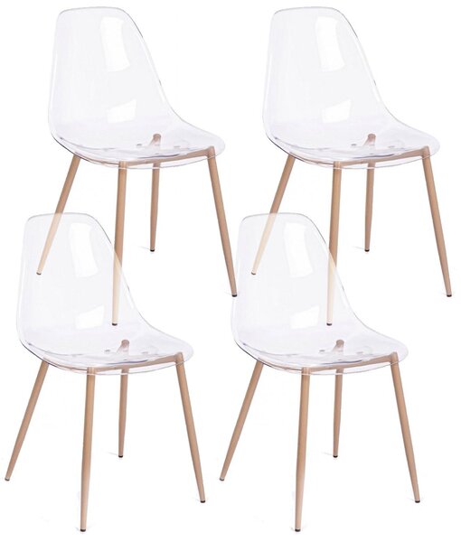 Set 4 Sedie 53x46x82 cm in Policarbonato Trasparente