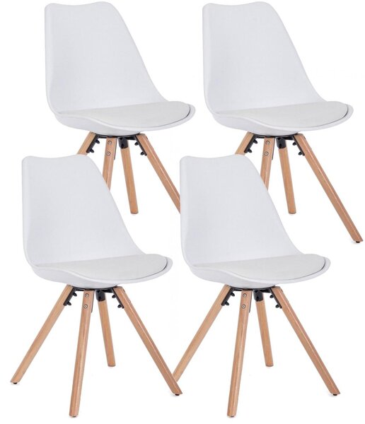 Set 4 Sedie 54x49x83,5 cm in Similpelle Bianco