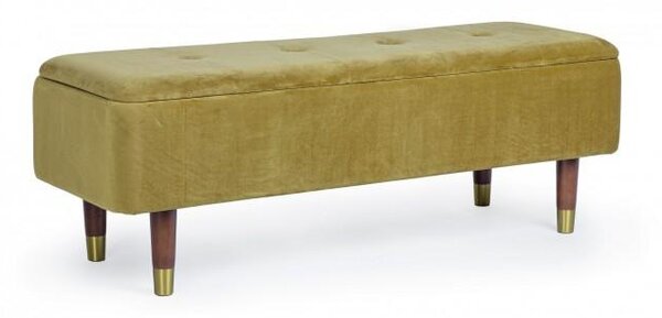 Panca Fondo Letto 2 Posti 120x42x42 cm con Vano Contenitore Kira Verde Oliva