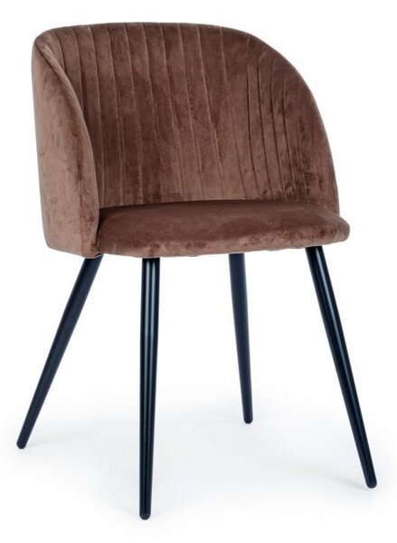 Set 2 Sedie 53x57x81,5 cm in Poliestere Effetto Velluto Ruggine
