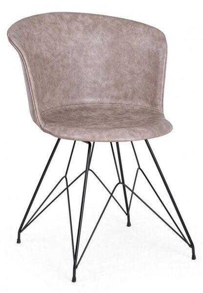 Set 2 Sedie 56x54x76 cm in Similpelle Nero e Beige