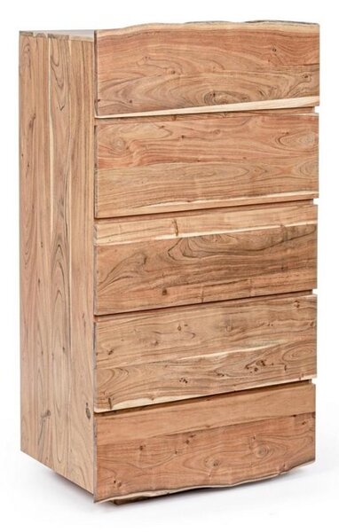 Cassettiera 5 Cassetti 70x45x130 cm in Legno Marrone