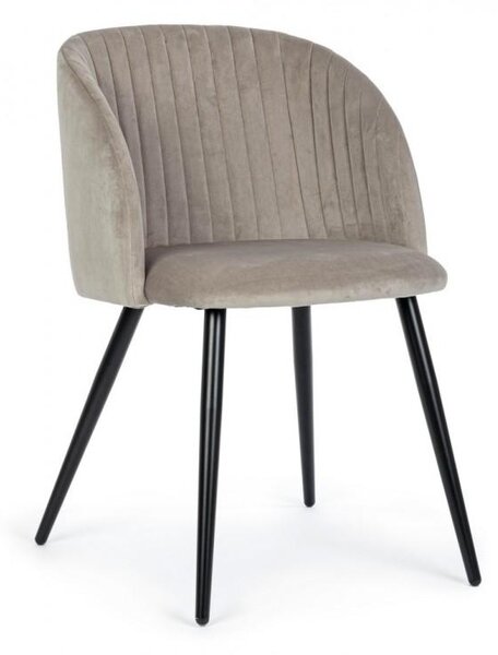 Set 2 Sedie 53x57x81,5 cm in Poliestere Effetto Velluto Tortora