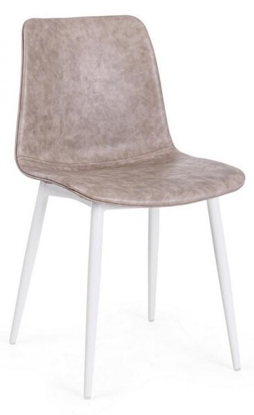 Set 2 Sedie 44x50x80 cm in Similpelle Bianco e Beige