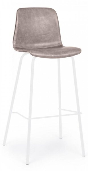 Set 2 Sgabelli 39x44x103,5 cm in Similpelle Bianco e Beige