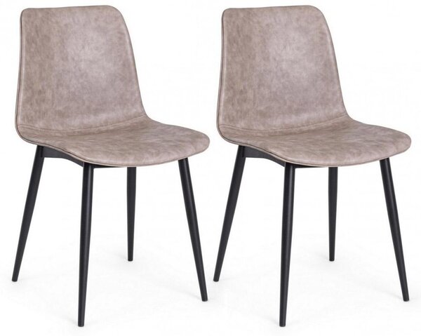 Set 2 Sedie 44x50x80 cm in Similpelle Nero e Beige