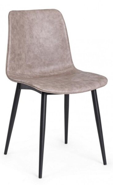 Set 2 Sedie 44x50x80 cm in Similpelle Nero e Beige
