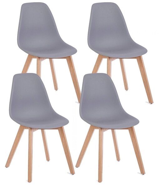 Set 4 Sedie 51,5x46,5x86 cm in Plastica Grigio