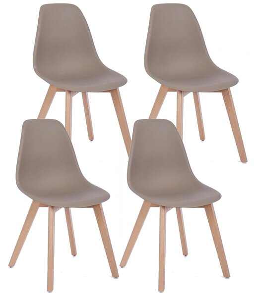 Set 4 Sedie 51,5x46,5x86 cm in Plastica Tortora