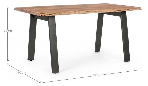 Tavolo da Giardino 160x90x76 cm in Acciaio e Legno