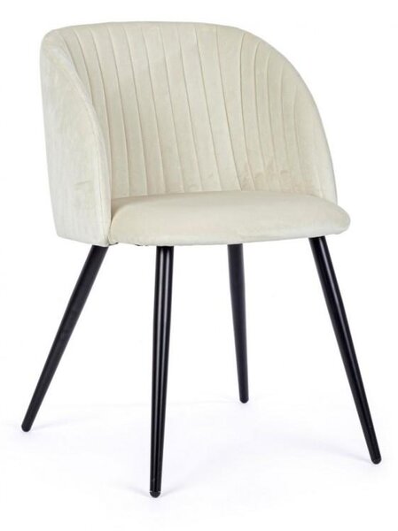 Set 2 Sedie 53x57x81,5 cm in Poliestere Effetto Velluto Bianco