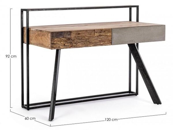 Scrivania 2 Cassetti 120x60x92 cm in Acciaio e Legno