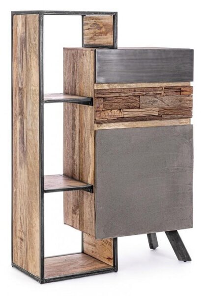 Mobile 1 Anta 2 Cassetti 90x40x140 cm in Acciaio e Legno