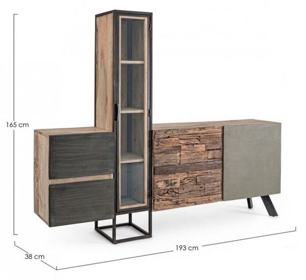 Credenza con Ante e Cassetti 193x38x165 cm in Legno