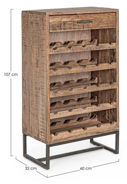 Mobile Cantinetta Portabottiglie 1 Cassetto 60x32x107 cm in Legno