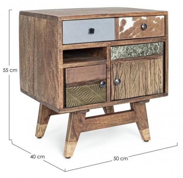 Comodino Dhaval 50x40x55 cm in Legno