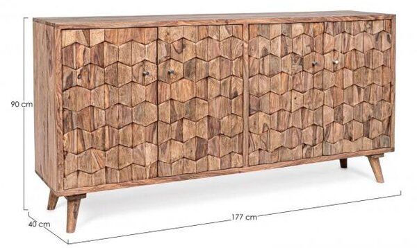 Credenza 4 Ante 177x40x90 cm in Legno Marrone