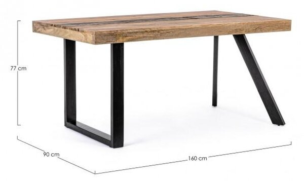 Tavolo da Pranzo 160x90x77 cm in Acciaio e Legno