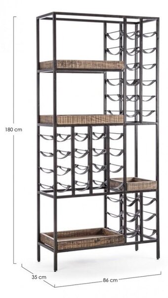 Mobile Cantinetta Portabottiglie 86x35x180 cm in Acciaio e Legno