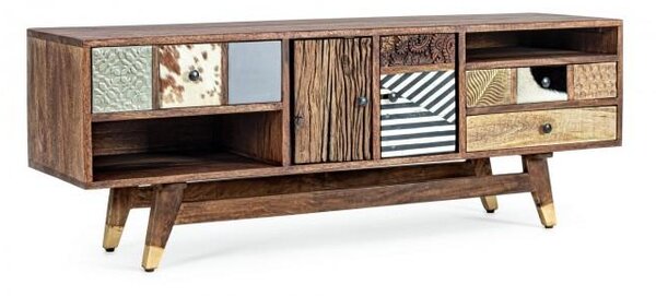 Mobile TV 2 Ante 3 Cassetti 140x40x48 cm in Legno