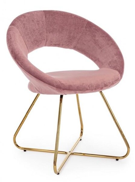 Set 2 Poltrone 58x69x81 cm in Poliestere Effetto Velluto Rosa