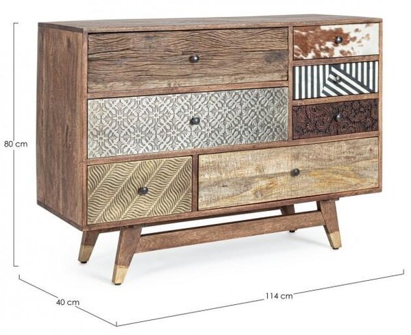 Cassettiera 7 Cassetti 110x40x80 cm in Legno