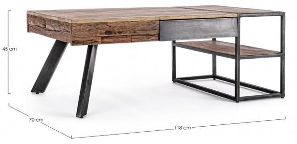 Tavolino Basso 2 Cassetti 118x70x45 cm in Legno