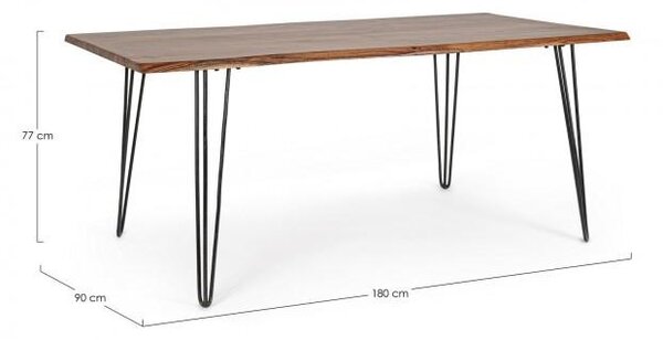 Tavolo da Pranzo 180x90x77 cm in Acciaio e Legno