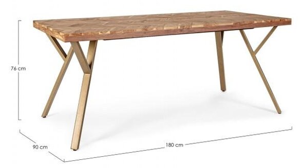 Tavolo da Pranzo 180x90x76 cm in Acciaio e Legno