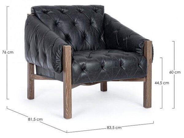 Poltrona Imbottita 83,5x81,5x76 cm in Similpelle Nera