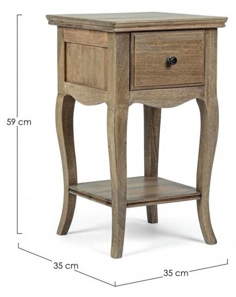 Comodino 1 Cassetto 35x35x59 cm in Legno