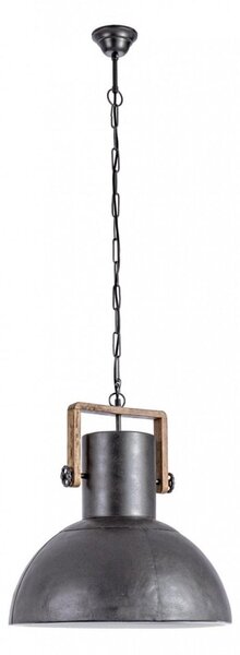 Lampadario Odessa 1 Luce Ø51x178 cm E27 in Legno e Acciaio Antracite