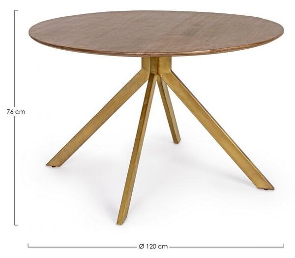 Tavolo da Pranzo Ø120x76 cm in Acciaio e Legno